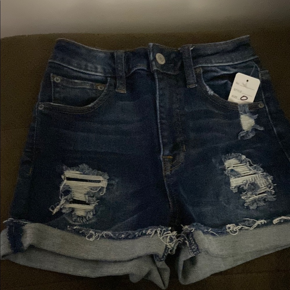 SHEIN Blue Jean Shorts Distressed High-Waisted